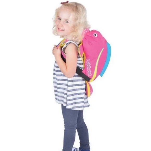 Trunki Medium PaddlePak Swim Waterproof Backpack - Coral Pink Fish 2-6yrs - Picture 3 of 4